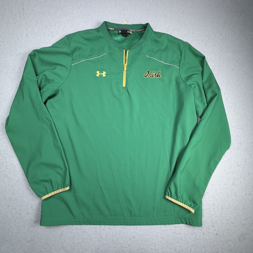 UnderArmour Green Pullover 1/4Zip Notre Dame Fighting Irish 2XL Basketball Coach